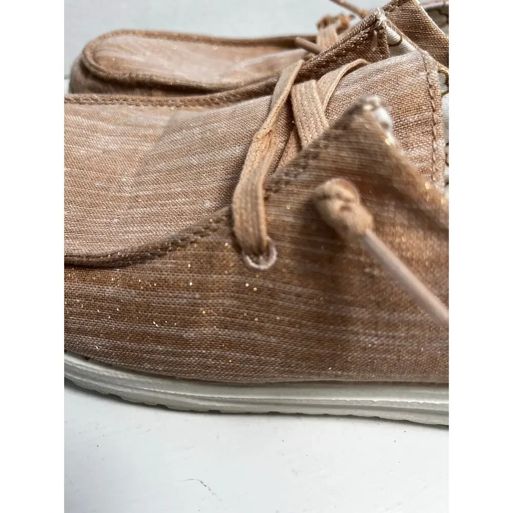 Hey Dude women's Wendy size 9 sparkling rose gold slip on comfort
